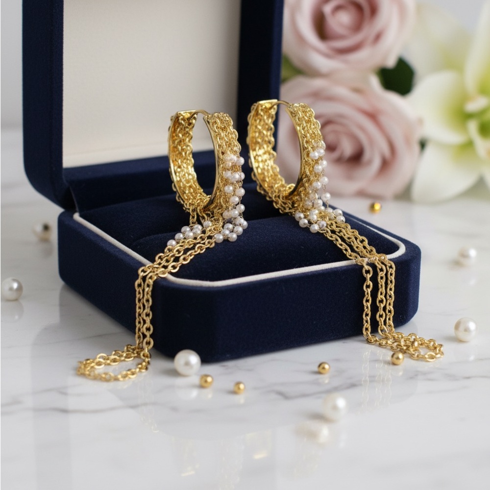 Elegant Gold and Pearl Drop Earrings